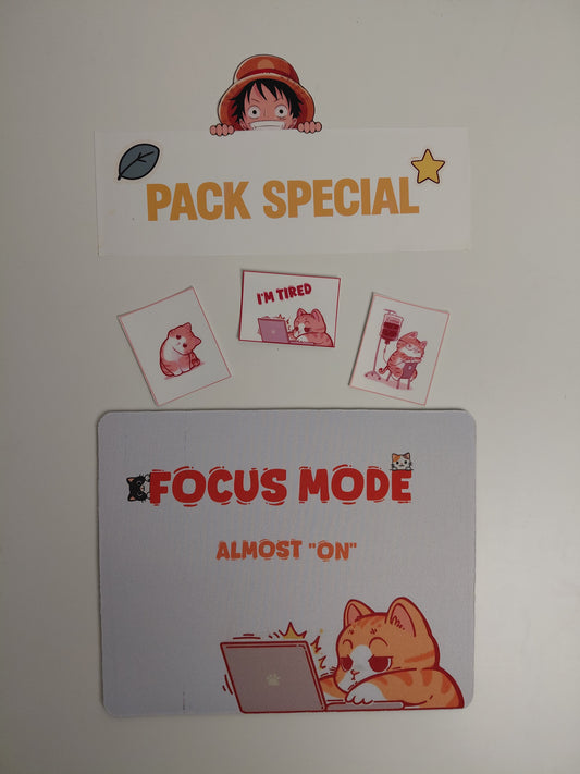 ✨ Tapis de souris – “Focus Mode… Almost On + 3 Stickers ✨